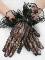 Schwarze Hochzeitshandschuhe Brauthandschuhe aus Spitze