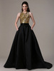 Schwarze Hochzeitskleid Ball Gown Taft Taschen Sequin Mieder