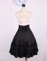 schwarze hohe Taille Lolita Rock Rüschen Bow und Lace Trim