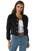 Schwarze Jeansjacke für Damen Langarm-Cowboy-Jeansjacke aus Baumwolle