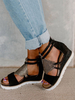 Schwarze Keilsandalen für Frauen Erstaunliche Terry Closed Back Lässige Sommersandalen