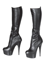 Schwarze kniehohe Stiefel Damen Plattform High Heel Sexy Stiefel