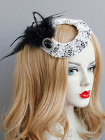 Schwarze Kopfbedeckungen Hut Vintage Feder Haarschmuck