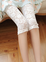 Schwarze Leggings der Frau stilvolle Spitze dünnes Bein Bermuda sexy Leggings