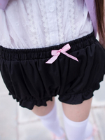 Schwarze Lolita Bloomers Bögen Baumwolle Lolita Shorts für Frauen