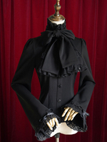 Schwarze Lolita Bluse Bogen schlank Fit Baumwolle Bluse für Frauen