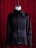 Schwarze Lolita Bluse Knöpfe Seidenbluse für Frauen