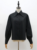 Schwarze Lolita Blusen Polyester Umsatzkragen Langarm Top Classic Lolita Shirt
