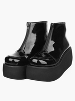 Schwarze Lolita Boots mit Plateau-Sohle und Zipper