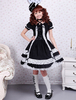 Schwarze Lolita einteiliges Kleid kurze Sleevs Lace Trim Schnürschuh