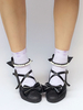 Schwarze Lolita Schuhe Kreuz Band Bow Pumps mit Perle Ankle Strap