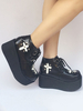 Schwarze Lolita Schuhe Plattform Schnürung Gothic Lolita Pumpen