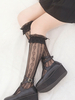 Schwarze Lolita Stocking Bows Rüschen Spitze Socken Baumwolle Lolita Zubehör