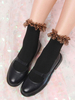 Schwarze Lolita-Strümpfe Rüschen Socken Baumwollleopardruck Lolita Zubehör