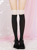 Schwarze Lolita Strumpfhose aus Spitze Kniestrümpfe aus Samt Zweifarbig Lolita Zubehör