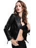 Schwarze Moto Jacke Leder Like Zipper Damen Kurze Bikerjacke
