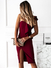 Schwarze Partykleider One-Shoulder Rüschen Kurzarm Split Asymmetrisches Semi Formal Dress Midi Dress