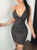 Schwarze Partykleider Träger Hals Ärmellos Rückenfreies Bodycon Semi-formelles Kleid