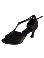 Schwarze Peep Toe Frauen Latein Schuhe