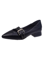 Schwarze PU-Lederhalbschuhe mit spitzen Zehennieten Freizeitschuhe Damenschuhe