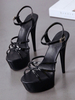 Schwarze reizvolle Schuh-Frauen-Plattform-offene Zehe-Himmel-hohe Sandale beschuht