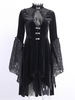Schwarze Retro-Kostüme für Damen Langarm-Polyester Elegantes Marie Antoinette-Kostüm Vintage Einteiliges Kleid