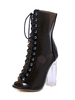 Schwarze Sandale Booties Peep Toe Lace Up High Heel Klar Stiefel Damen Stiefeletten