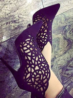 Schwarze Sandale Booties Wildleder spitze Zehe ausgeschnitten High Heels für Frauen
