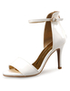 Schwarze Sandalen High Heel weißen Knöchel Riemen Pfennigabsatz Sandale Schuhe für Frauen