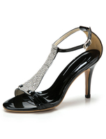 Schwarze Sandalen Strass schicke Heels für Frauen