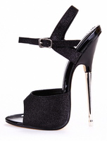 Schwarze Sandaletten mit Stahl-Stilettos