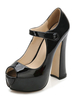 Schwarze Sexy Schuhe Peep Toe Plattform High Heel Mary Jane Schuhe