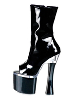 Schwarze Sexy Stiefel Damen Peep Toe Plateau Absatzstiefel
