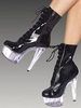 Schwarze Sexy Stiefel Damen Plateau Runde Spitze Schnürstiefel High Heel Booties