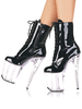 Schwarze Sexy Stiefel Frauen Plattform Schnüren Hohe Ferse Booties Fantasie Stiefel