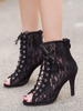 Schwarze Sommerstiefel Peep Toe Stiefel