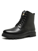 Schwarze Stiefel für Männer Mode PU Leder runde Spitze Schnürstiefeletten