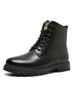 Schwarze Stiefel für Männer Mode PU Leder runde Spitze Schnürstiefeletten