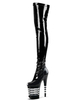 Schwarze Stiefel Himmel hohen Plattform Patent PU Heels für Frauen