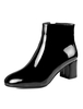 Schwarze Stiefeletten Damen Karree Zip Up Blockabsatz Kurze Stiefel