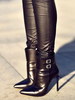 Schwarze Stiefeletten Damen Spitze Schnallen Detail High Heel Booties