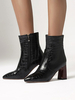 Schwarze Stiefeletten für Damen PU-Stiefeletten mit spitzen Zehen und spitzen Absätzen aus Leder
