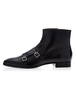 Schwarze Stiefeletten Herren Rindsleder runde Spitze Schnalle Stiefel