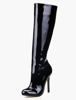 Schwarze Stiefeletten mit Spike Heels und roten Sohlen