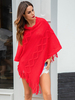 Schwarze Strickjacke-Poncho-Frauen-lange Hülsen-Fransen-unregelmäßige Strickwaren