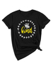 Schwarze T-Shirts Juwelenhals Polyester Baumwolle Frauen T-Shirt