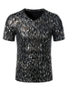 Schwarze T-Shirts V-Ausschnitt Hot Stamping Kurzarm T-Shirt