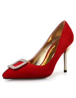 Schwarze Wildleder Pumps Stiletto Heel Quadrat Strass Schuhe für Frauen