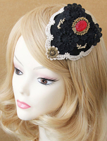 Schwarzen Fascinator Hut Spitze Dekor Abend Hut