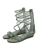 Schwarzen Gladiator Sandalen flach Riemchen Sandale Stiefel für Frauen